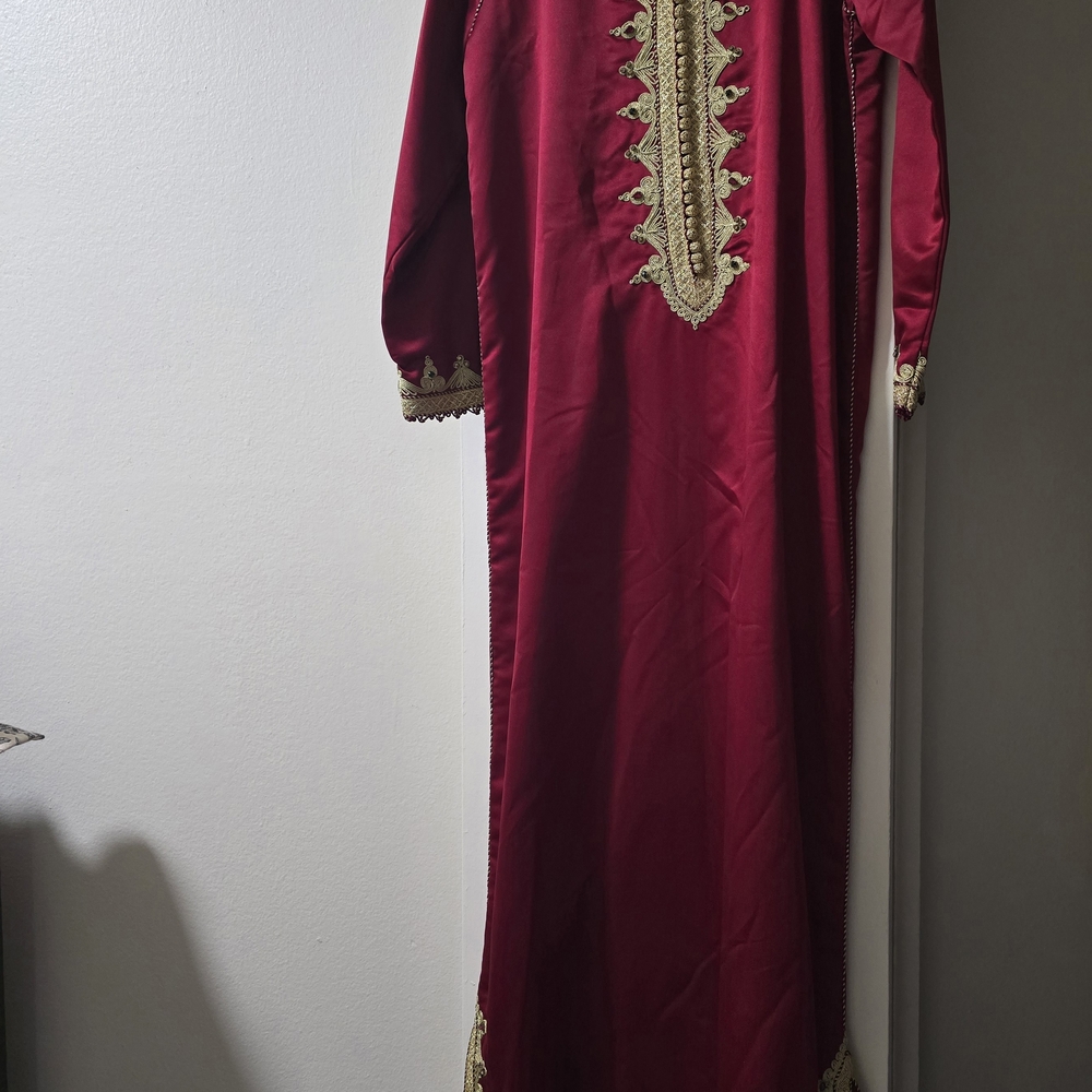 Elegant Red and Gold Embroidered Dress